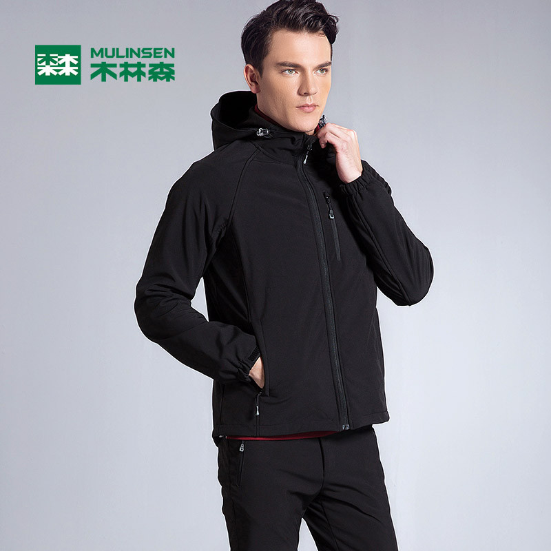 木林森户外男装 2016秋冬新款男士软壳衣 保暖舒适简约男软壳外套