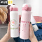 三维工匠初中生保温杯女 学生 简约韩式粉色甜美少女弹跳盖不锈钢随身杯小 元气少女450