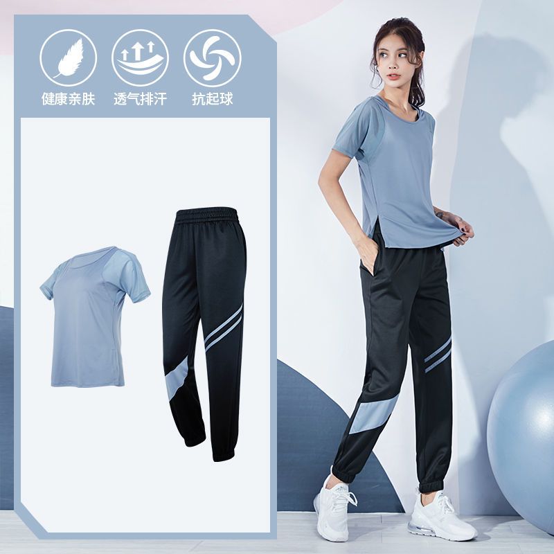 健身套装女宽松休闲跑步速干衣宽松显瘦初学者瑜伽服网红运动套装高清大图