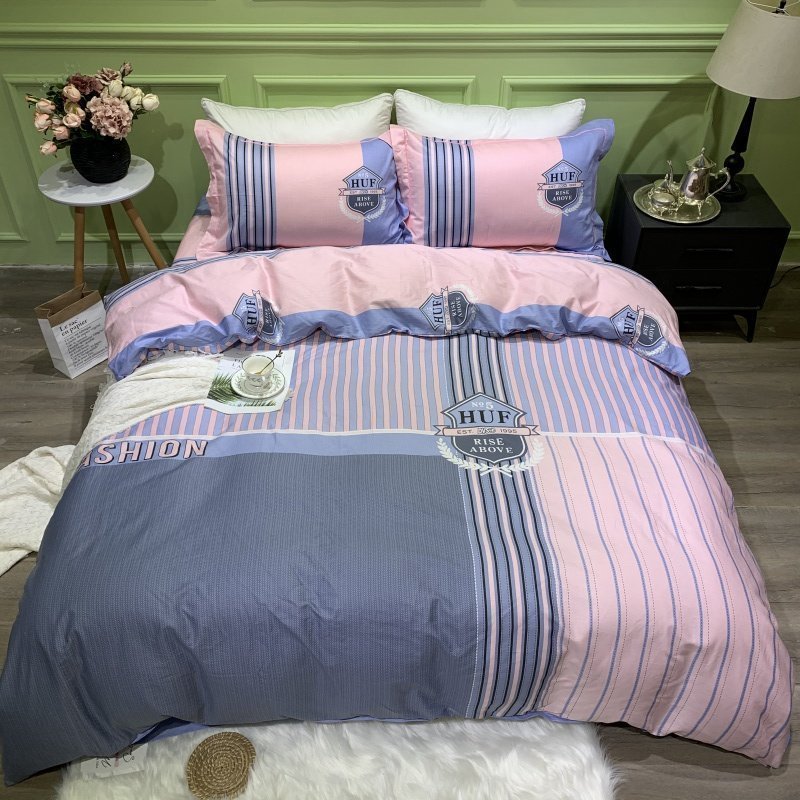 小香风四件套床单纯棉复古被套两米床上用品双人被罩200×230女高清大图