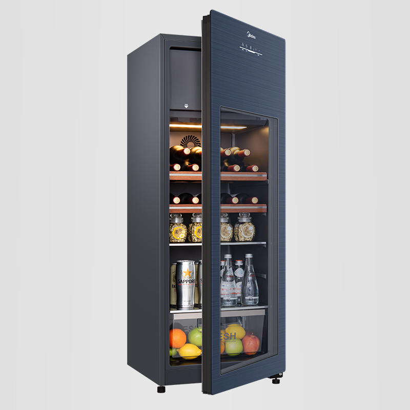 美的(Midea)160升 家用恒温红酒柜冰吧 一级能效 冷藏雪茄酒柜玻璃冰柜 JC-160GEM