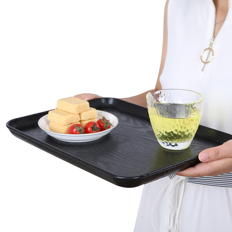 唐宗筷 果盘 干果盘 零食盘 塑料仿木制长方形盘 茶盘茶具38*29cm C6002