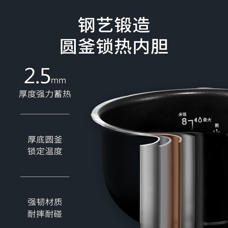 大宇(DAEWOO)电饭煲电饭锅 4L 家用IH电磁加圆灶精铁内胆FB01白色