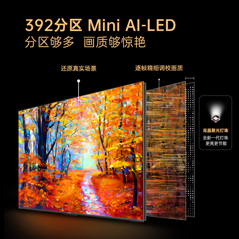 康佳电视 65G9W 65英寸Mini LED 多分区 超高刷 4+64GB 莱茵护眼 壁画 智能电视机高清大图