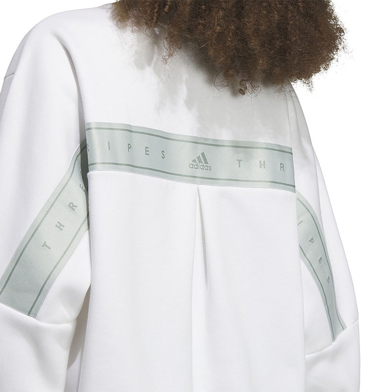 adidas Logo圆领套头长袖卫衣 女款 白色 IK9886