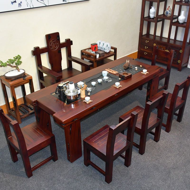 老船木茶桌椅组合实木茶艺桌功夫茶台泡茶桌客厅茶几新中式喝茶桌 100长x65宽x70高单桌(cm)