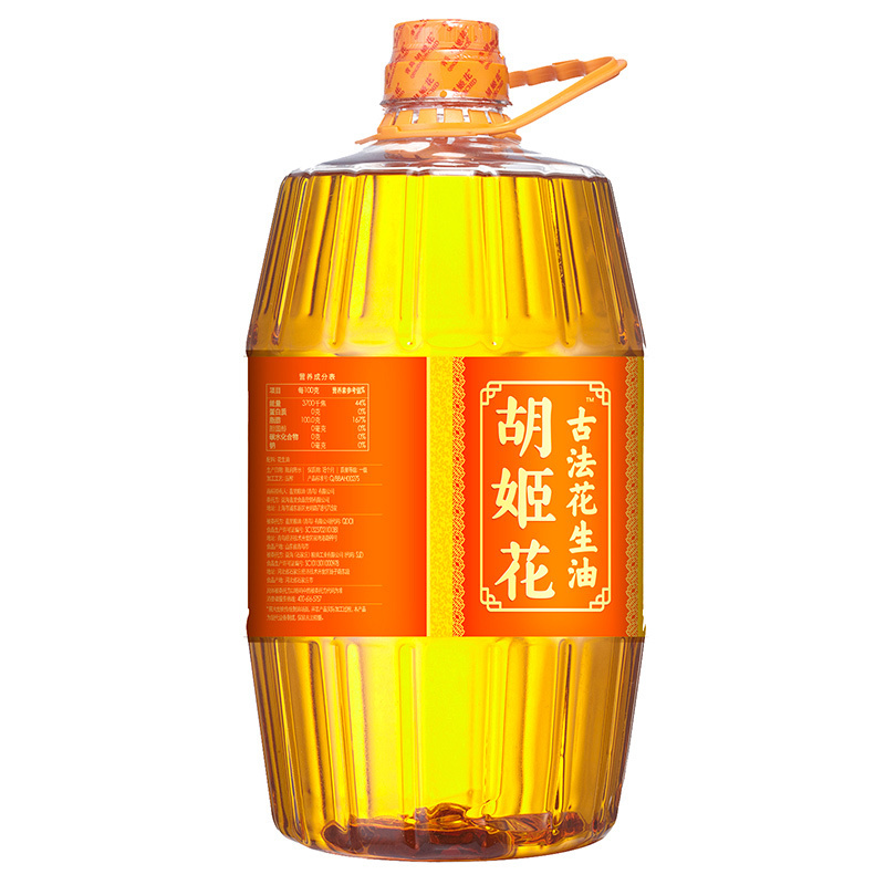 胡姬花花生油一级压榨4L家用食用油古法花生油炒菜食用油酥田推荐