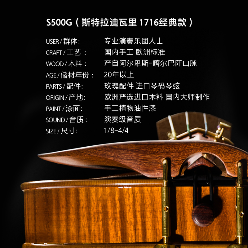 克莉丝蒂娜S500G进口欧料小提琴专业级考级演奏级手工小提琴