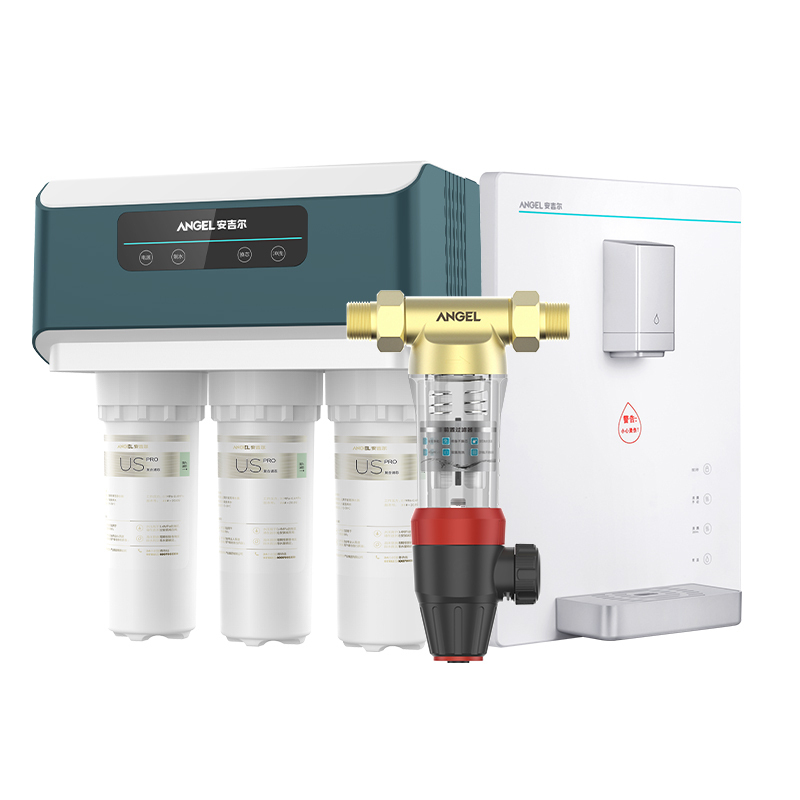 安吉尔(ANGEL)全屋净水套餐家用直饮净水器V7+前置过滤器2714+壁挂式加热管线机Y2613反渗透大通量净水机