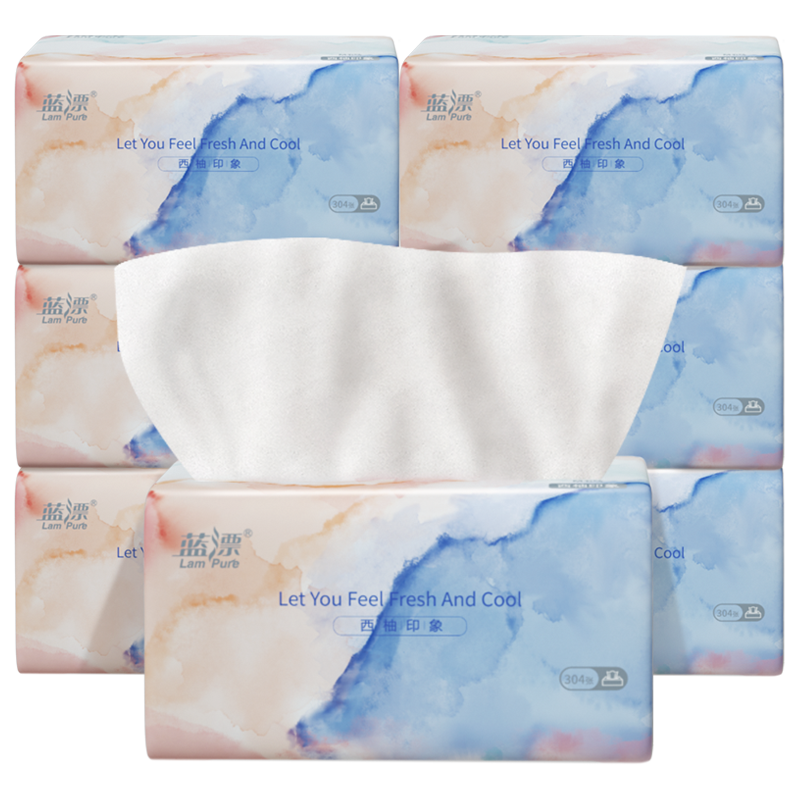 蓝漂(Lampure)西柚抽纸 304张8包LP-29176-A白色抽纸8包高清大图