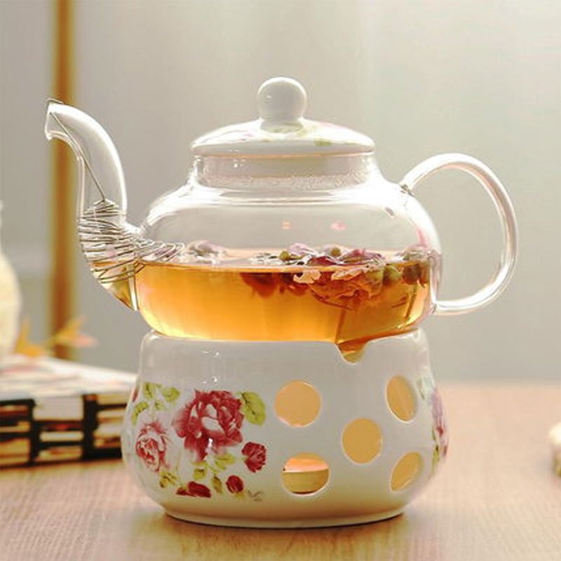 陶瓷花茶壶 花茶具花茶杯玻璃花水果花果茶壶耐热蜡烛加热套装多款多色生活日用家庭清洁生活日用家居器皿水具/水杯