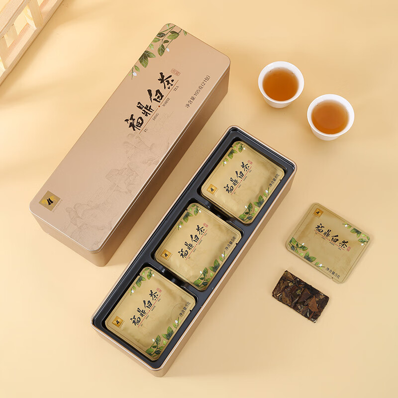 八马茶业(BAMA TEA) 紧压白茶福鼎贡眉 自然日晒花香铁盒装105g 独立21包 Z0162高清大图