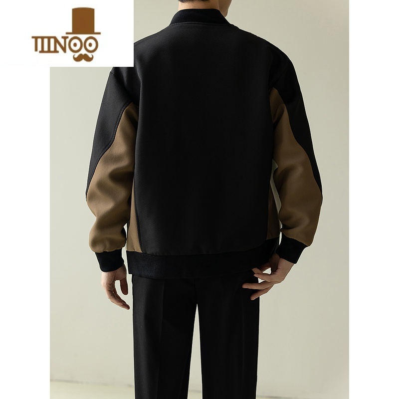 YANXUTWENTY FIVE 夹克外套男新款韩版轻熟风拼接棒球领上衣服潮高清大图