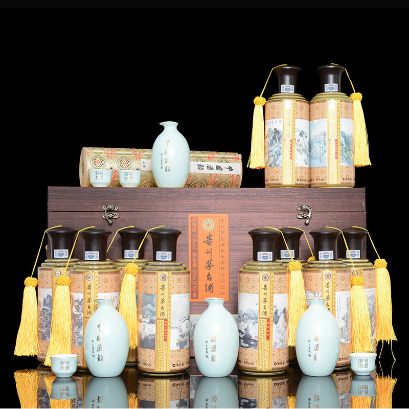 [酒别重逢]贵州茅台酒 中国国韵十大山水53度500ml*10瓶酱香型白酒