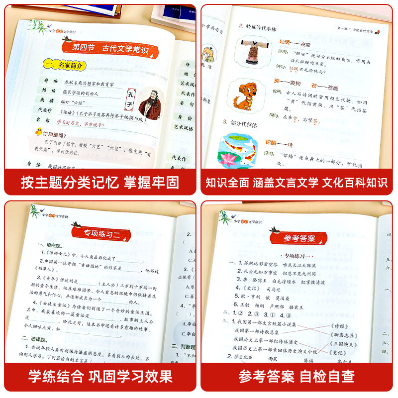 小学生必背文学常识 小学通用 [正版]小学生必背文学常识大全彩图版 小学 文学常识积累大全 百科全书 1-6年级人教版中高清大图