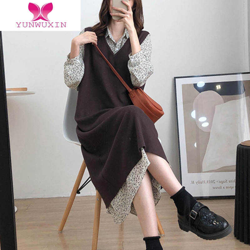 韩版背心长款连衣裙