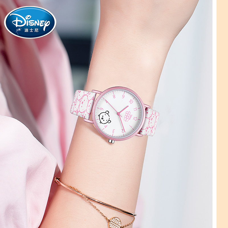 迪士尼disney儿童手表女小学生中学生女款气质可爱防水石英表萌宠小