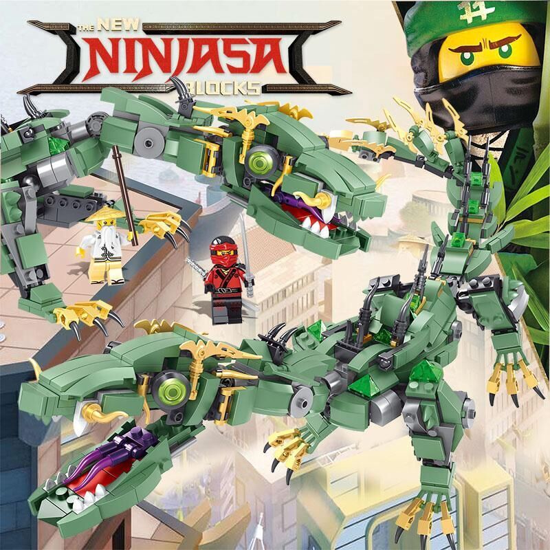 人仔大电影男孩子6-15岁男孩子儿童拼装模型玩具 绿忍者飞天机甲神龙