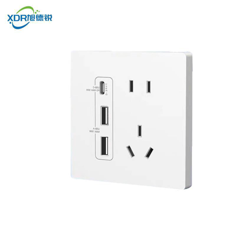 旭德锐 86型插座(含安装)双USB+type-C五孔插座10A/个高清大图
