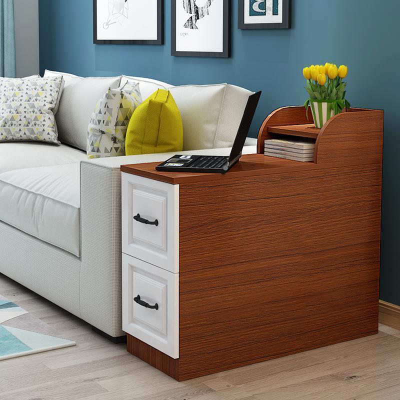 森美人沙发边柜侧边柜欧式边几沙发柜中间小茶几缝隙扶手储物柜隐藏空间 宽30*深80*高60【柚木白】