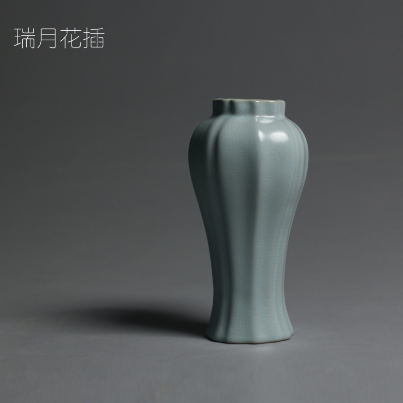 花瓶陶瓷花器 插花瓶子家居装饰品客厅摆件 三维工匠 汝青花器-丰年