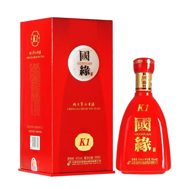 今世缘 国缘k1 柔雅型 白酒 42度 500ml*1瓶 单瓶装