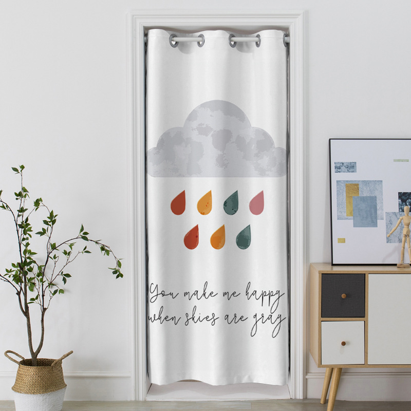 添福运 门帘隔断帘免打孔家用卧室卫生间厨房柜子遮挡布帘子北欧风门帘布艺遮挡窗帘莫兰迪色帘子家用卧室厨房卫生间夏季防蚊门帘 BCN莫兰迪 宽200*高180cm（门宽90-135cm）