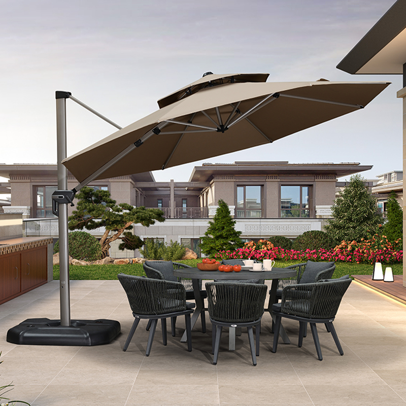 紫叶太阳伞户外庭院伞别墅花园室外罗马伞露台院子露天阳台遮阳伞 3.5米圆形【106MM杆370斤水箱】