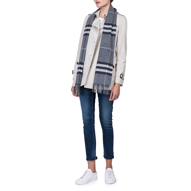 [20春夏新品]BURBERRY/博柏利 男女通用款格纹山羊绒围巾