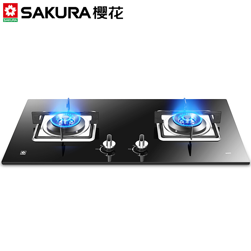 樱花(SAKURA) 燃气灶 钢化玻璃 双灶具 煤气灶 台嵌两用4.2KW大火力 高效直火灶JZT-G8203天然气