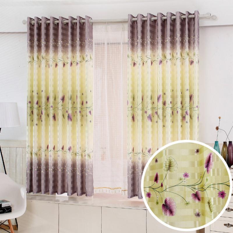 家柏饰(CORATED)窗帘成品卧室北约简约现代小短帘飘窗短窗客厅卧室阳台遮光布料 藤蔓米黄 宽3.0高2.0挂钩【一对两片】