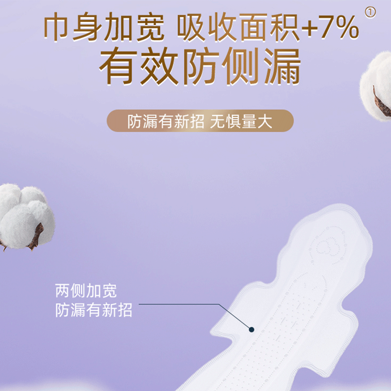 七度空间天山绒棉系列极薄纯棉超特长夜用420mm卫生巾5片装高清大图