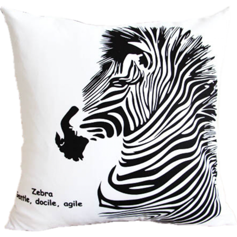 棉黑白斑马纹抱枕沙靠垫办公室靠背家用靠枕汽车腰靠含芯定做