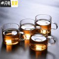 三维工匠家用带把耐热玻璃杯加厚主人杯简约茶杯套装透明品茗杯小茶杯 玻璃耳把杯4个【特惠】