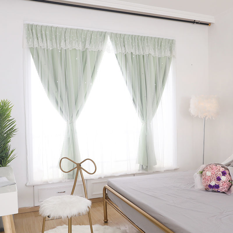 幸福派 免打孔窗帘布魔术贴窗帘安装便携新款卧室粘贴式挂环式窗帘全遮光简易自粘网红款挂式窗帘 挂环带纱-紫灰色（不含杆） 宽1.2米x高1.8米一片