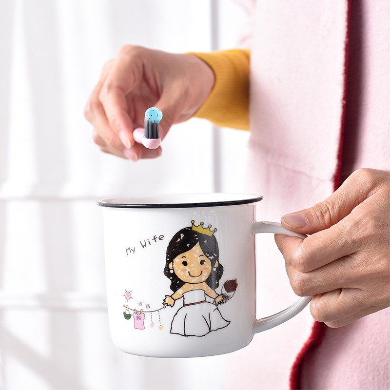 一家人漱口牙缸杯可爱儿童亲子刷牙杯家用四口杯子情侣洗漱杯陶瓷 三维工匠 漱口杯-外婆