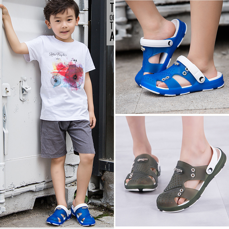 儿童拖鞋夏季男童拖鞋男孩沙滩鞋中大童凉拖鞋外穿防滑洞洞鞋包头包头