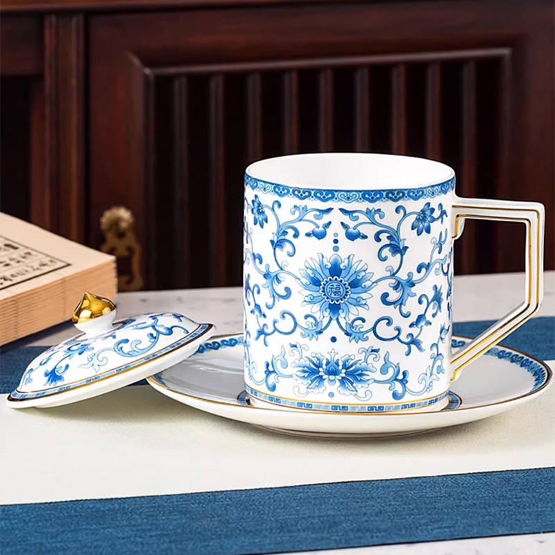 Gao Chun Ceramics 高淳陶瓷珐琅彩高端骨瓷高温色釉茶杯咖啡家用带盖办公会议杯高清大图