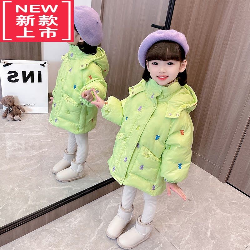 可莉允女童冬装棉服2022新款加厚中长款儿童装宝宝冬季棉袄女孩羽绒棉衣图片