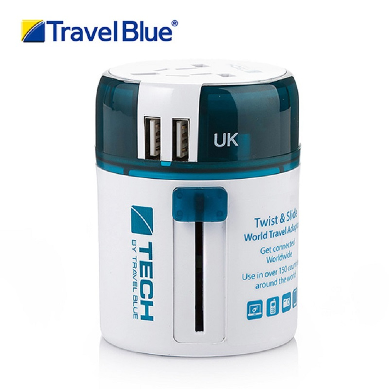 Travel Blue 蓝旅 魔方环球通用转换插座+2×USB270绿色