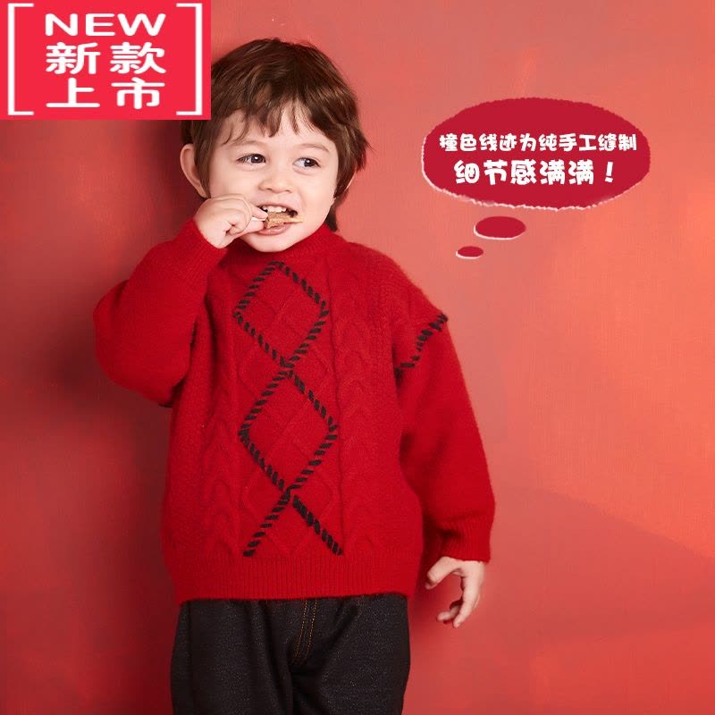 可莉允宝宝圣诞毛衣儿童针织衫加厚女童上衣男童线衣童装小婴儿衣服冬装图片