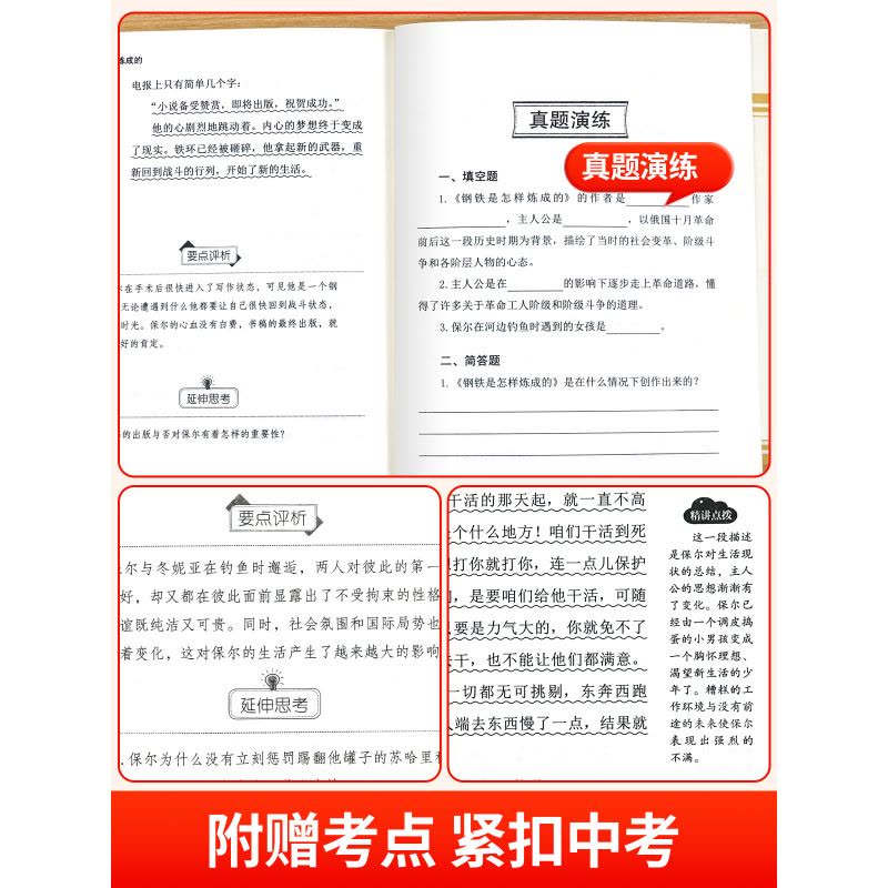 [配套人教版3册]八年级下册必读 [正版]配套人教版钢铁是怎样炼成的初中必读原著完整版 八年级下册的课外书初二8下阅读名图片