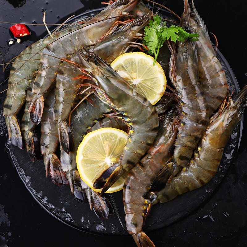 核酸检测通过渔哥头等舱越南黑虎虾冷冻海虾老虎虾单只约17cm1620只装