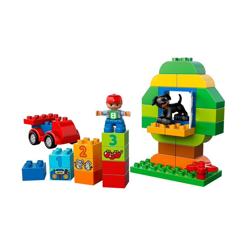 低幼基础款LEGO乐高Duplo得宝系列拼插玩具10572多合一趣味桶65粒大颗粒积木1.5-3岁
