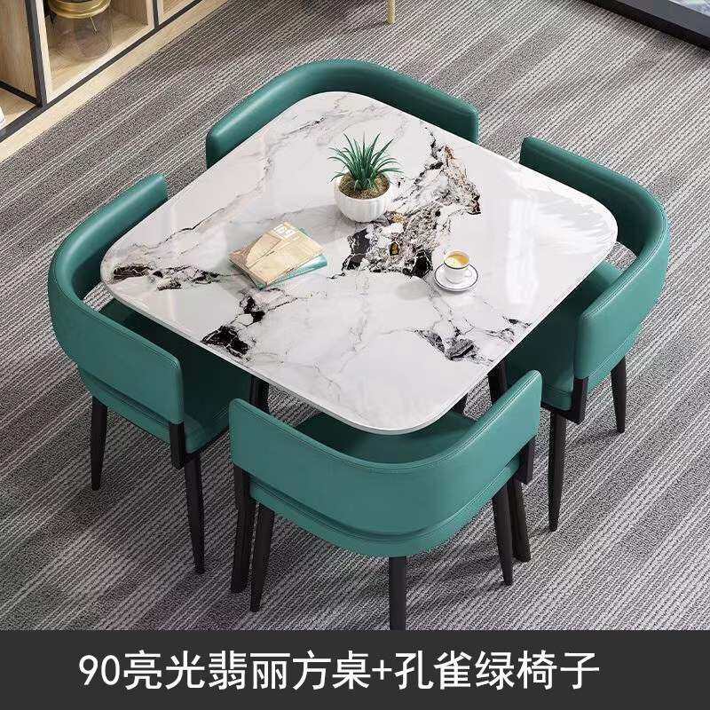 戴劲洽谈桌简约奶茶店桌椅组合休息区谈判桌会客接待桌方桌组合五高清大图