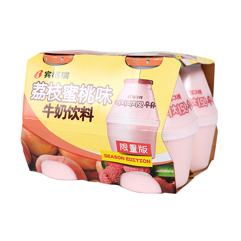 宾格瑞 荔枝蜜桃味牛奶饮料238ml*4(每周四发货)高清大图