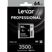 雷克沙Lexar CFast 2.0存储卡 64GB 摄影单反相机专用卡 读525MB/s 写445MB/s