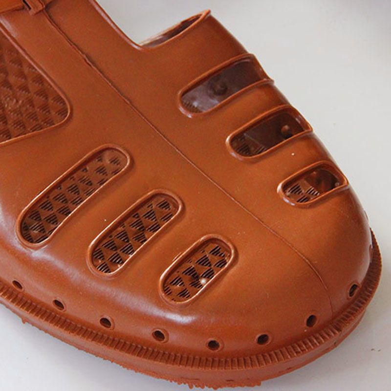 解放老式塑料凉鞋怀旧复古橡胶北京军猪笼鞋包头洞洞鞋中年沙滩夏