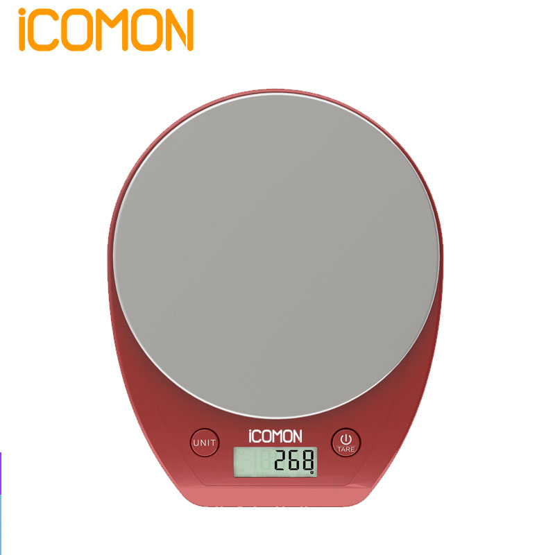 沃莱(ICOMON)电子厨房秤KP603红色 塑料面板 烘焙秤 蛋糕秤 食物电子秤 中药材秤脂肪饮食分析