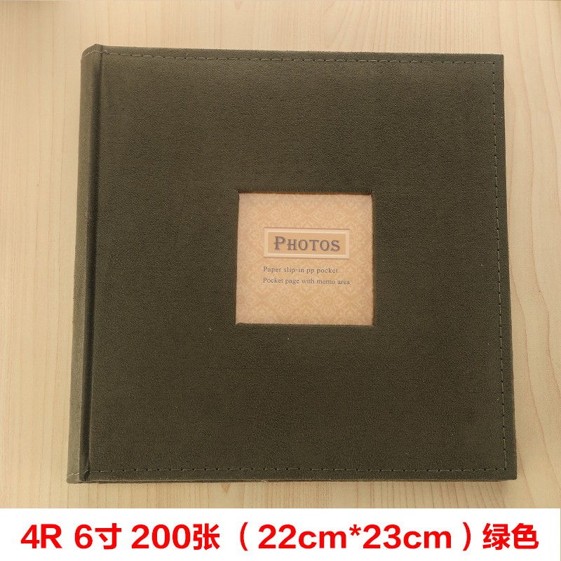 相册4R6寸4D大6寸相册200/300张麂皮绒布面相册纸芯插页式相 三维工匠 4R6寸绒面300张红色55019